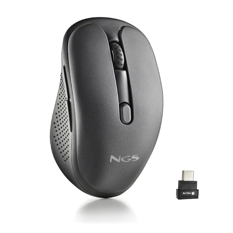 Ratón Inalámbrico NGS Evo Mix silencioso/ Batería recargable/ Hasta 3200 DPI/ Negro