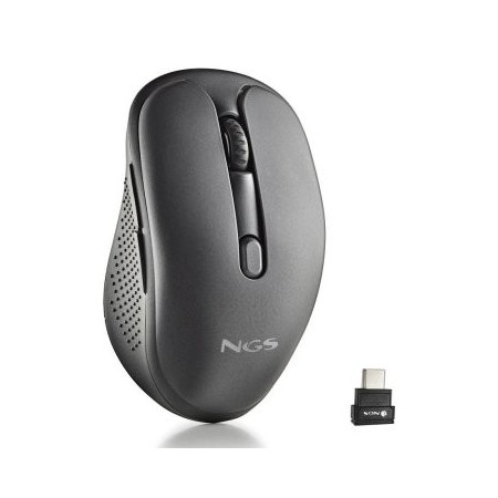 Ratón Inalámbrico NGS Evo Jot silencioso/ Batería recargable/ Hasta 1600 DPI/ Negro