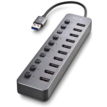 Hub USB NGS IHUB10/ 10xUSB 3.0/ Gris