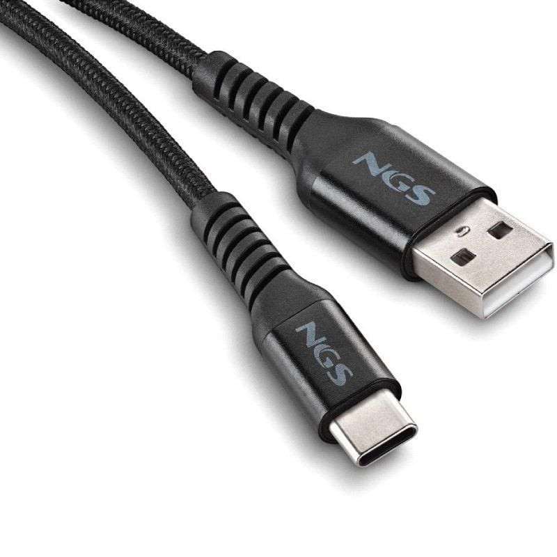 Cable USB 2.0 NGS KNOT-AC/ USB Macho - USB Tipo-C Macho/ 480Mbps/ 1m/ Negro