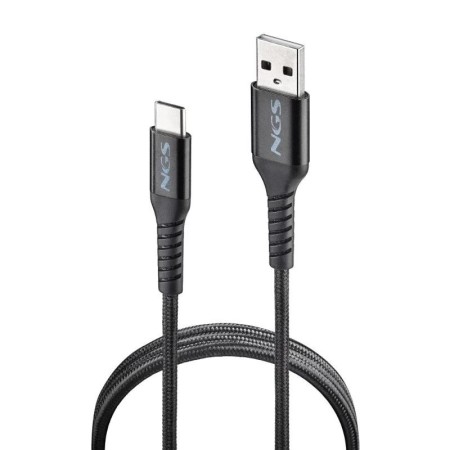 Cable USB 2.0 NGS KNOT-AC/ USB Macho - USB Tipo-C Macho/ 480Mbps/ 1m/ Negro