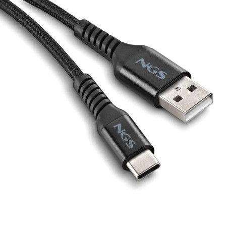 Cable USB 2.0 NGS KNOT-AC/ USB Macho - USB Tipo-C Macho/ 480Mbps/ 1m/ Negro