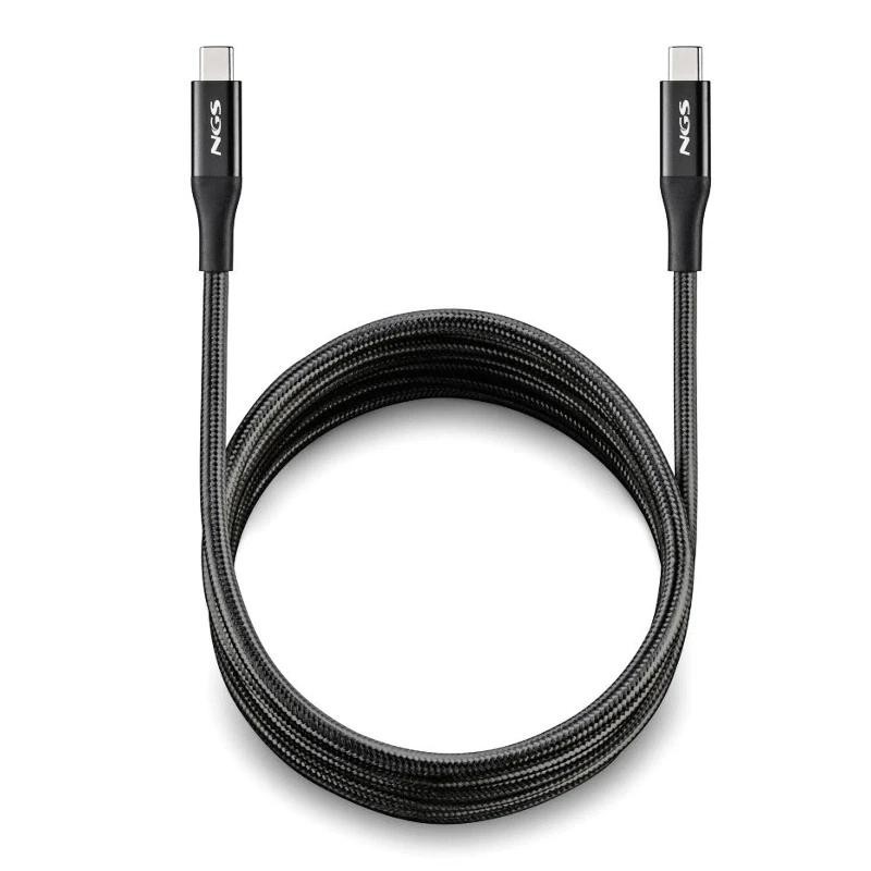 Cable USB 4.0 Tipo-C NGS KNOT/ USB Tipo-C Macho - USB Tipo-C Macho/ Hasta 240W/ 40Gbps/ 2m/ Negro