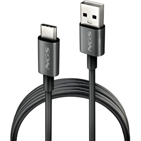 Cable USB 2.0 NGS ZYRO-AC/ USB Macho - USB Tipo-C Macho/ Hasta 15W/ 480Mbps/ 1m/ Negro