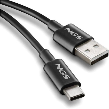 Cable USB 2.0 NGS ZYRO-AC/ USB Macho - USB Tipo-C Macho/ Hasta 15W/ 480Mbps/ 1m/ Negro