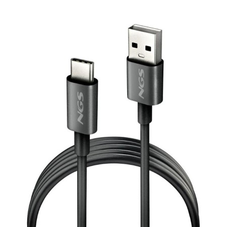 Cable USB 2.0 NGS ZYRO-AC/ USB Macho - USB Tipo-C Macho/ Hasta 15W/ 480Mbps/ 1m/ Negro