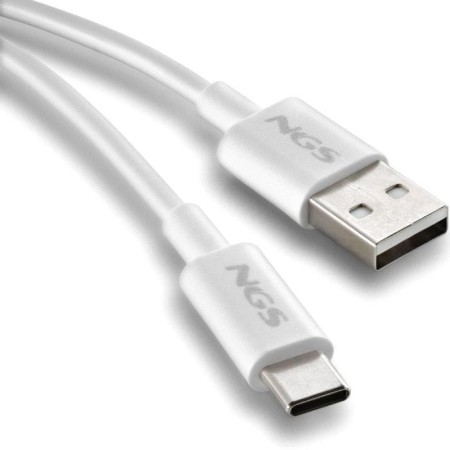Cable USB 2.0 NGS ZYRO-AC/ USB Macho - USB Tipo-C Macho/ Hasta 15W/ 480Mbps/ 1m/ Blanco