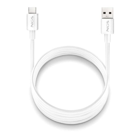 Cable USB 2.0 NGS ZYRO-AC/ USB Macho - USB Tipo-C Macho/ Hasta 15W/ 480Mbps/ 1m/ Blanco