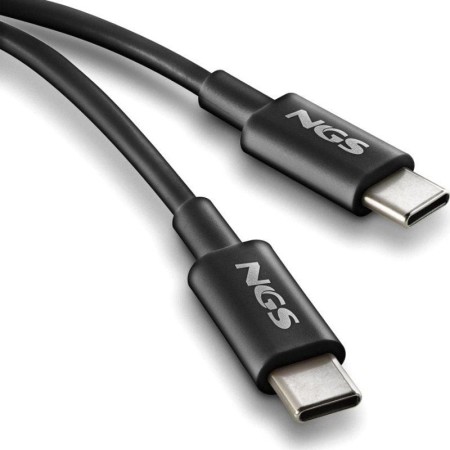 Cable USB 2.0 Tipo-C NGS ZYRO 60W-1/ USB Tipo-C Macho - USB Tipo-C Macho/ Hasta 60W/ 480Mbps/ 1m/ Negro