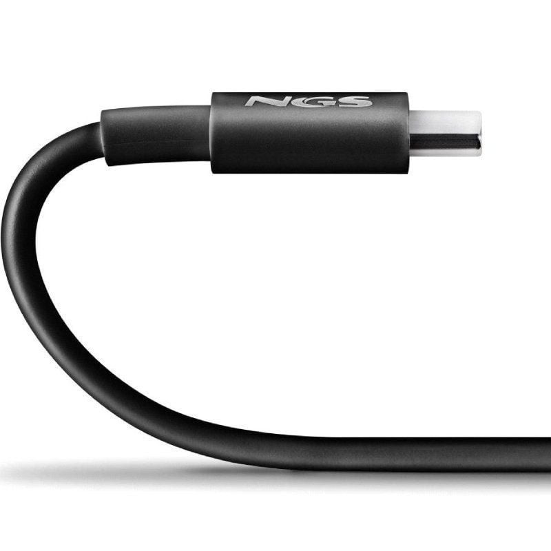 Cable USB 2.0 Tipo-C NGS ZYRO 60W-1/ USB Tipo-C Macho - USB Tipo-C Macho/ Hasta 60W/ 480Mbps/ 1m/ Negro