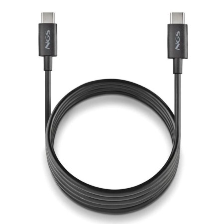 Cable USB 2.0 Tipo-C NGS ZYRO 60W-1/ USB Tipo-C Macho - USB Tipo-C Macho/ Hasta 60W/ 480Mbps/ 1m/ Negro