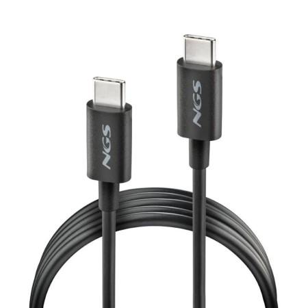 Cable USB 2.0 Tipo-C NGS ZYRO 60W-1/ USB Tipo-C Macho - USB Tipo-C Macho/ Hasta 60W/ 480Mbps/ 1m/ Negro