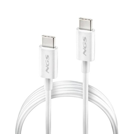 Cable USB 2.0 Tipo-C NGS ZYRO 60W-1/ USB Tipo-C Macho - USB Tipo-C Macho/ Hasta 60W/ 480Mbps/ 1m/ Blanco