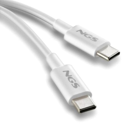 Cable USB 2.0 Tipo-C NGS ZYRO 60W-1/ USB Tipo-C Macho - USB Tipo-C Macho/ Hasta 60W/ 480Mbps/ 1m/ Blanco