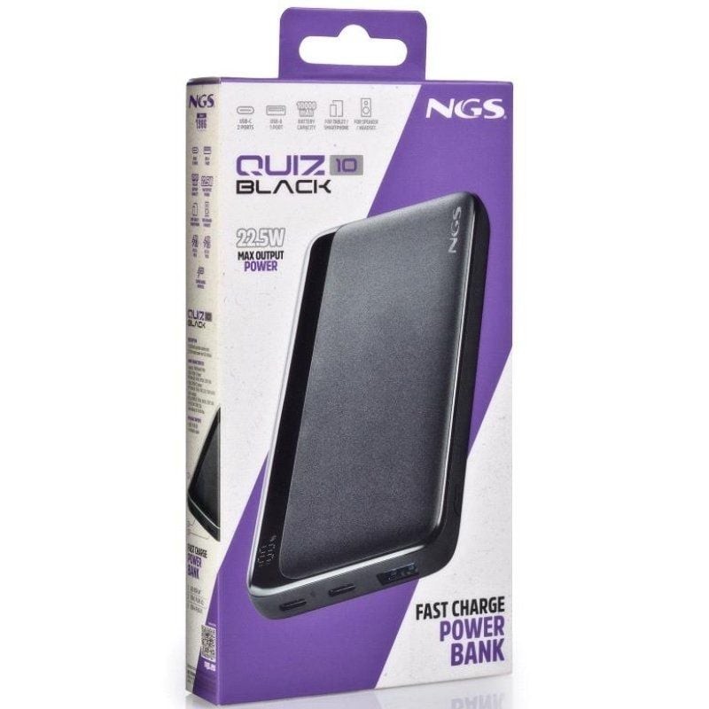 Powerbank 10000mAh NGS QUIZ 10/ 22.5W/ Negra