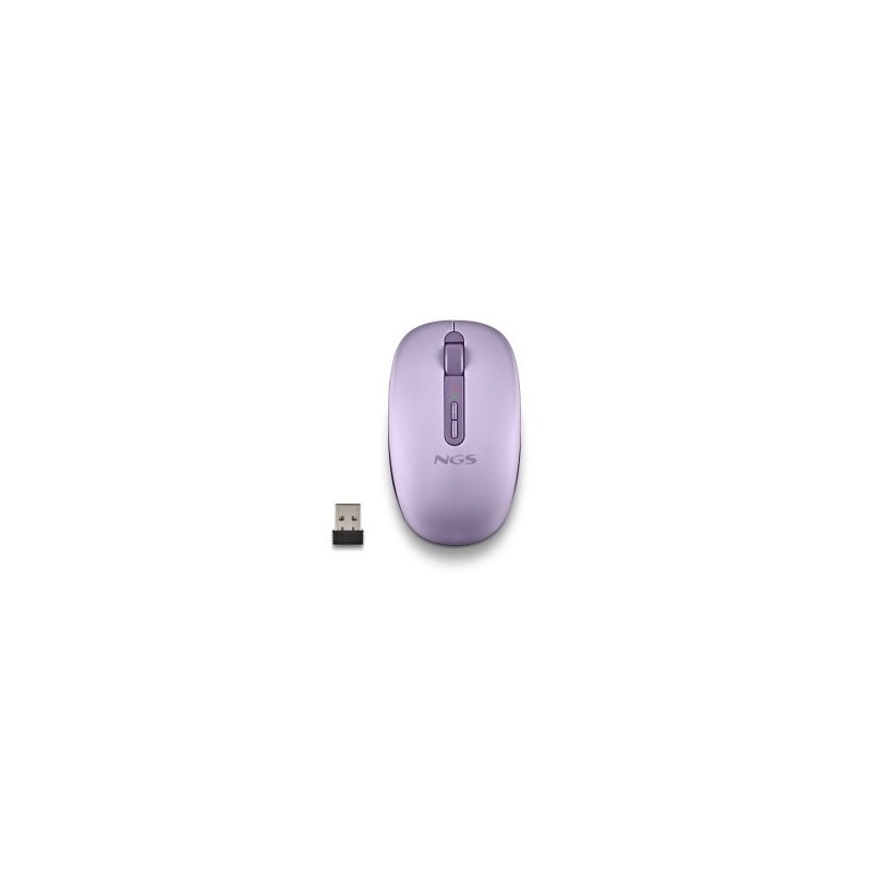 Ratón Ergonómico Inalámbrico NGS Fog Dual FOGDUALPURPLE Silencioso/ Hasta 1600 DPI/ Púrpura