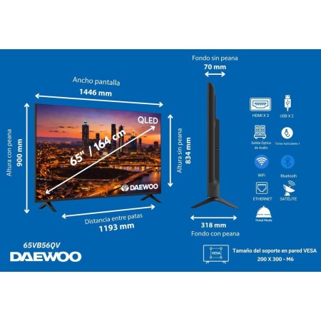 Tv daewoo 65 pulgadas qled 4k uhd - 65vb56qv - smart tv