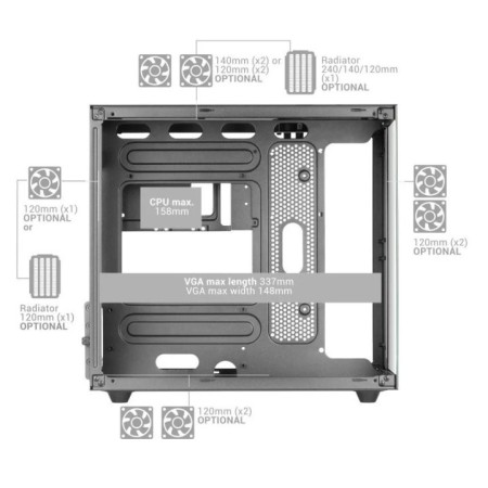 Caja ordenador mars gaming mcnovam matx cristal templado negra