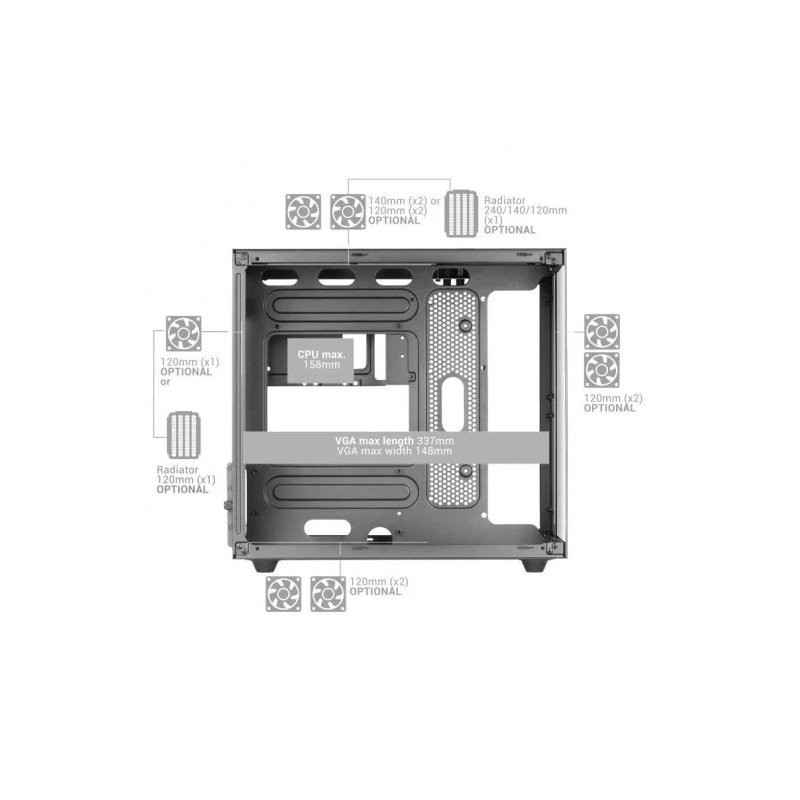Caja ordenador mars gaming mcfusionm matx cristal templado negro