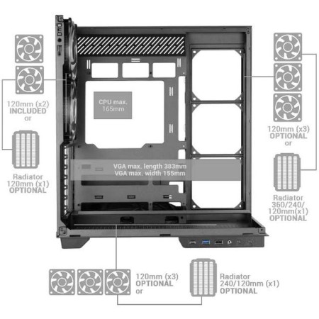 Caja Gaming Torre Mars Gaming MC-3GF