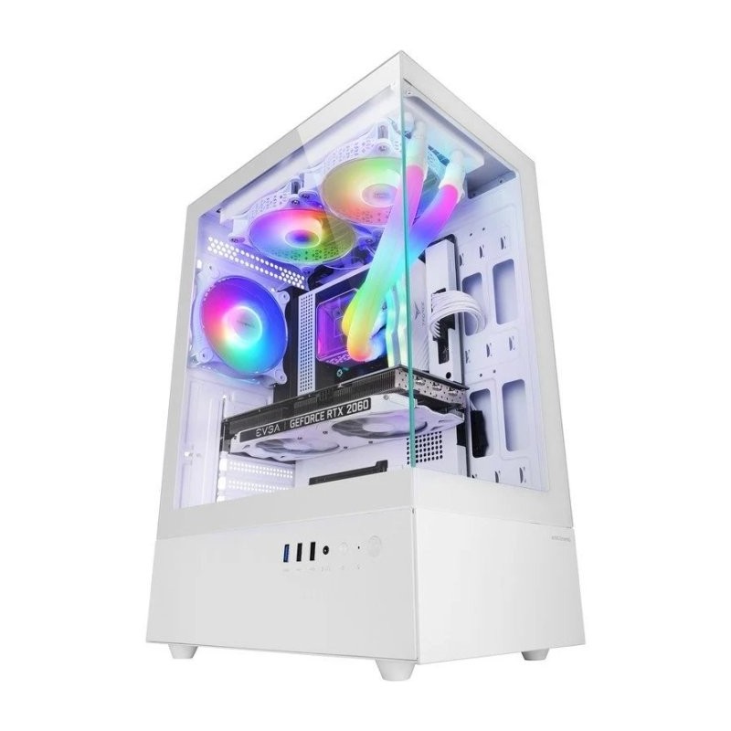 Caja ordenador mars gaming mcxo atx arb cristal templado blanca
