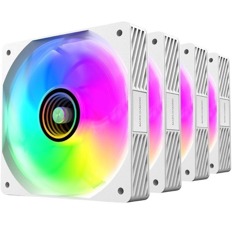Pack 4 Ventiladores Mars Gaming MF-SI4KIT/ 12cm + HUB + Mando a Distancia/ ARGB/ Blancos