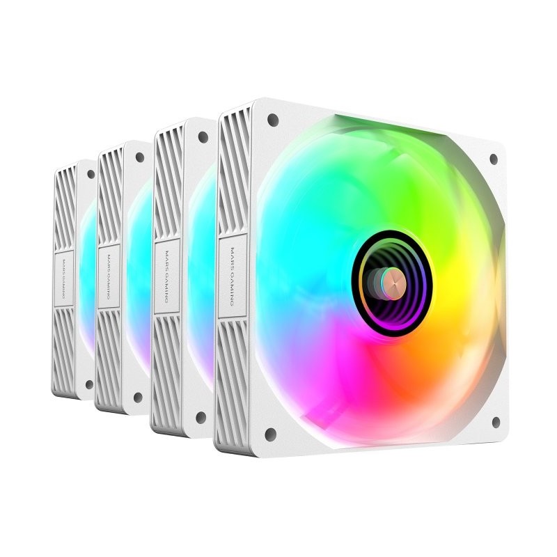 Pack 4 Ventiladores Mars Gaming MF-SI4KIT/ 12cm + HUB + Mando a Distancia/ ARGB/ Blancos