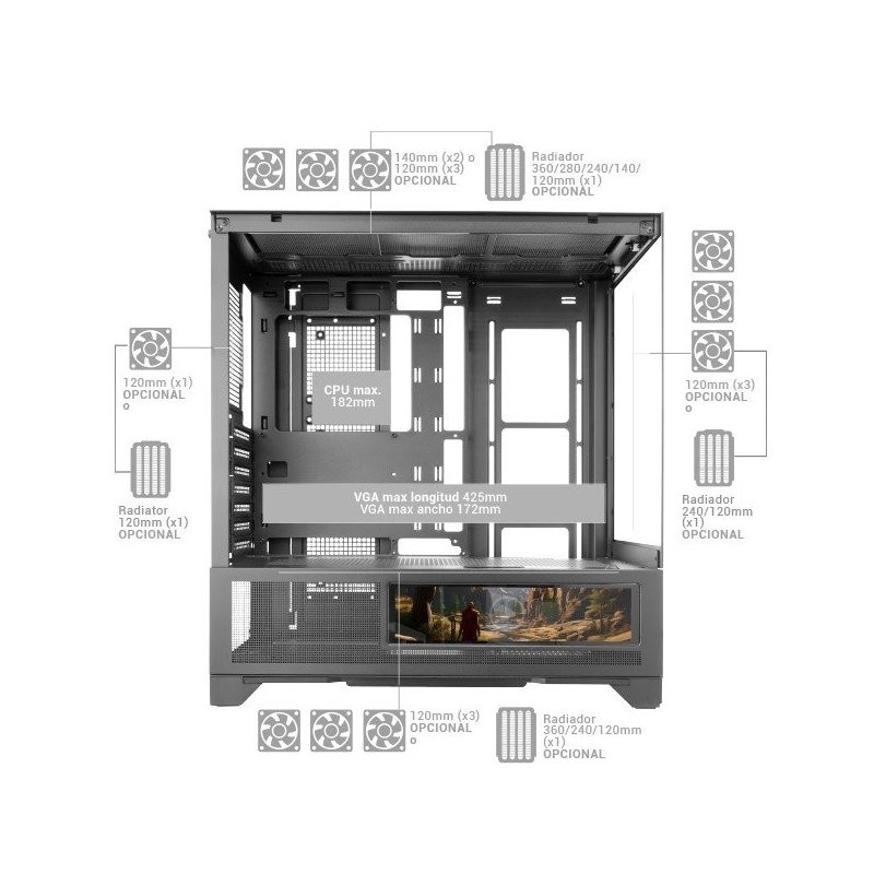 Caja Gaming Semitorre Mars Gaming MC-LCDX