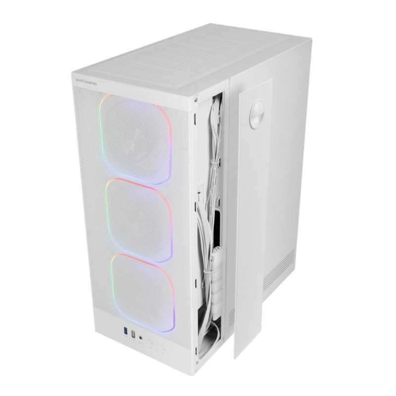 Caja ordenador mars gaming mcnebulaw atx argb cristal templado blanco