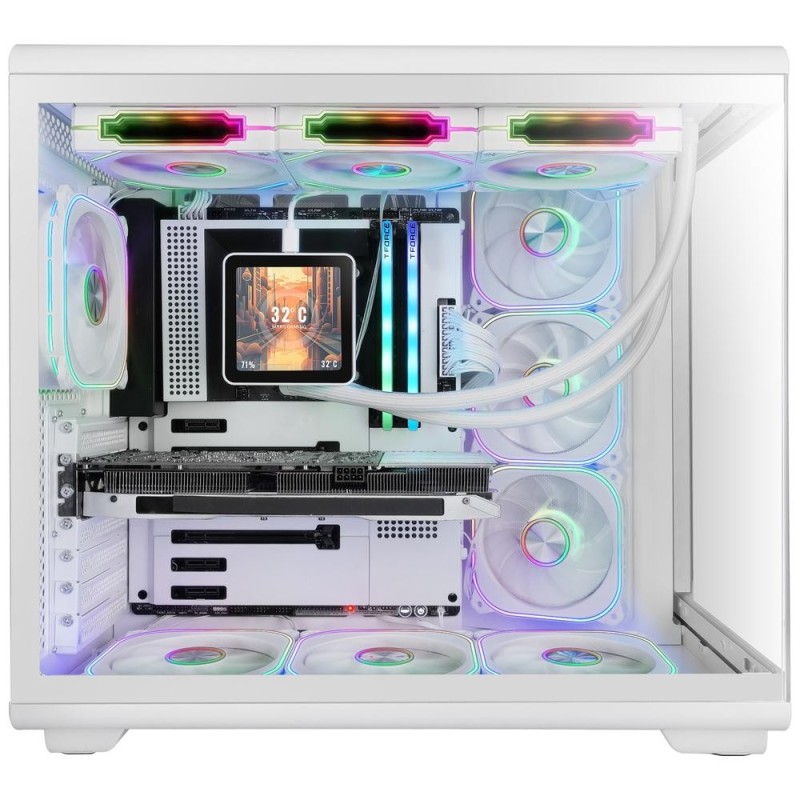 Caja ordenador mars gaming mc - revpro atx argb lcd 4.3 pulgadas cristal templado blanca