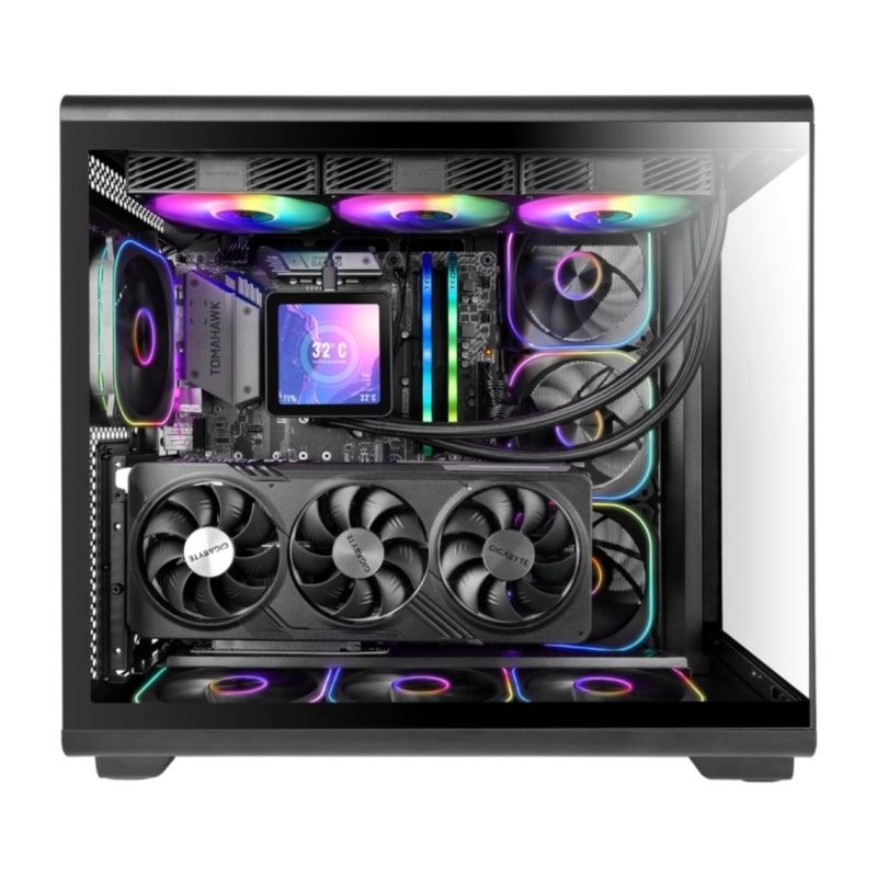 Caja ordenador mars gaming mc - revmax atx argb lcd 11.8 pulgadas cristal templado negra