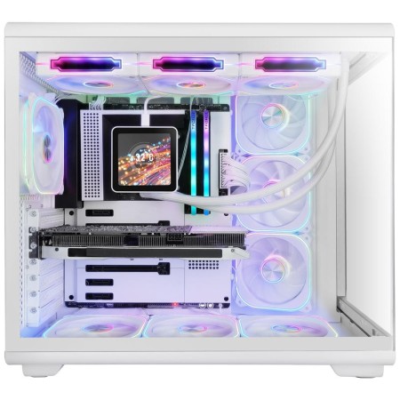 Caja ordenador mars gaming mc - revmaxw atx argb lcd 11.8 pulgadas cristal templado blanca
