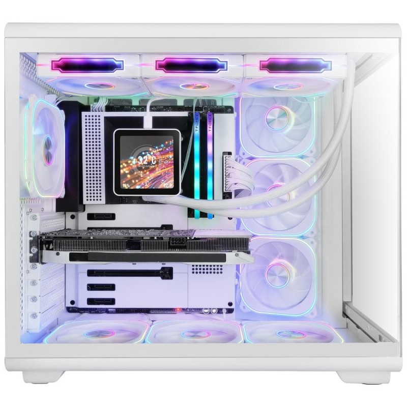 Caja ordenador mars gaming mc - revmaxw atx argb lcd 11.8 pulgadas cristal templado blanca