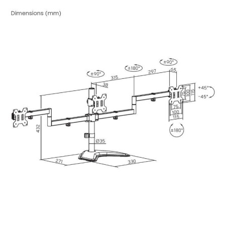 Soporte de Sobremesa para 3 Monitores Aisens DT27TSR-287/ Giratorio/ Inclinable/ hasta 10kg