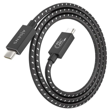 Cable USB 4.0 Tipo-C Aisens A156-0867/ USB Tipo-C Macho - USB Tipo-C Macho/ Hasta 240W/ 40Gbps/ 1m/ Gris