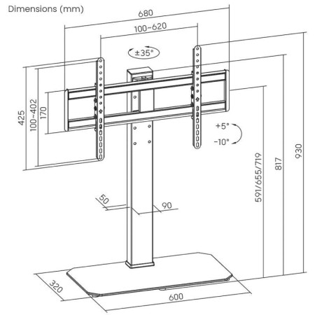 Soporte de Mesa Inclinable/ Giratorio Aisens DT86TS-291 para TV de 43-86″
