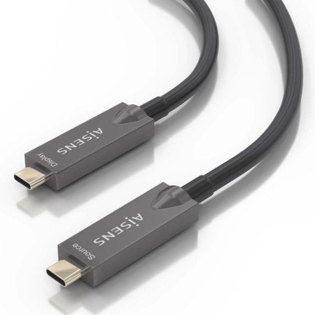 Cable USB 3.1 Tipo-C Aisens AOC A157-0883/ USB Tipo-C Macho - USB Tipo-C Macho/ Hasta 60W/ 10Gbps/ 15m/ Negro