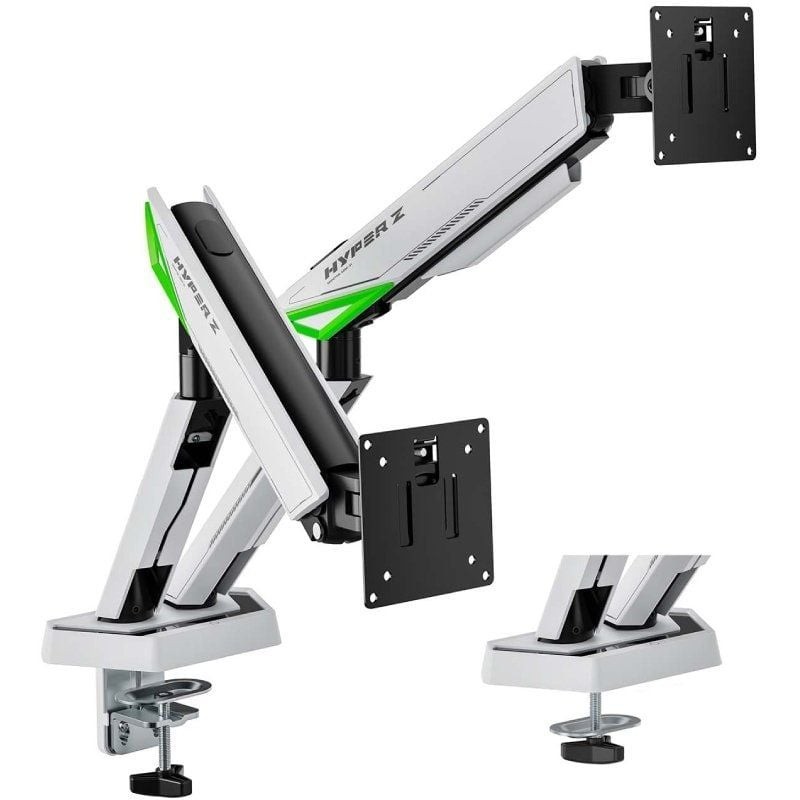 Soporte de Mesa Gaming con Contrapeso para 2 Monitores Aisens DT38TSR-345/ Giratorio/ Inclinable/ hasta 16kg