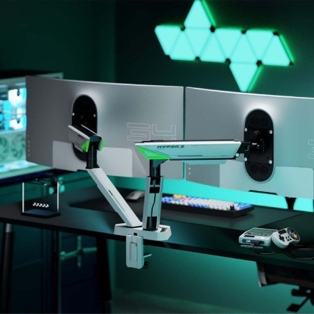 Soporte de Mesa Gaming con Contrapeso para 2 Monitores Aisens DT38TSR-345/ Giratorio/ Inclinable/ hasta 16kg
