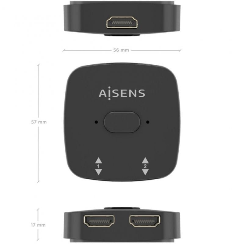 Switch Conmutador 4K HDMI 2.0 Bidireccional Aisens A123-0948 HDMI Hembra - 3x HDMI Hembra