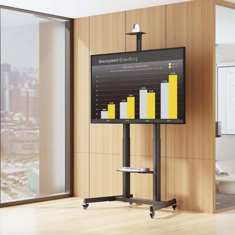 Soporte de Suelo Inclinable con Ruedas y Manivela Aisens FT100TE-403 para TV 60-100″/ hasta 100kg