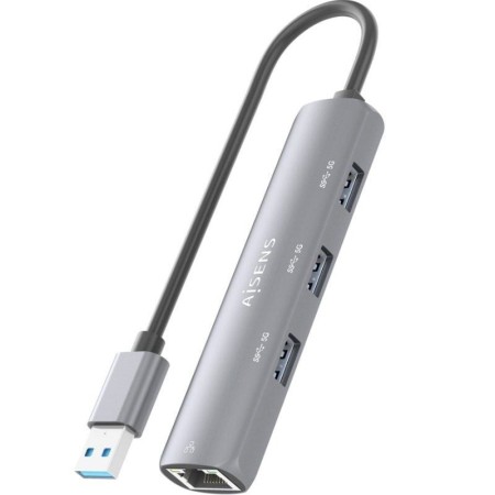 Hub USB Aisens ASUC-4P034-GR/ 3xUSB/ 1xRJ45/ Gris