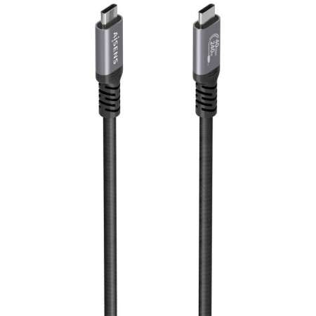 Cable USB 4.0 Tipo-C Aisens A156-0993/ USB Tipo-C Macho - USB Tipo-C Macho/ Hasta 240W/ 40Gbps/ 50cm/ Negro
