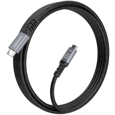 Cable USB 4.0 Tipo-C Aisens A156-0993/ USB Tipo-C Macho - USB Tipo-C Macho/ Hasta 240W/ 40Gbps/ 50cm/ Negro