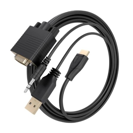 Cable Conversor Aisens A115-1007 SVGA Macho - USB Macho - Jack Macho/ HDMI Macho/ 1m/ Negro
