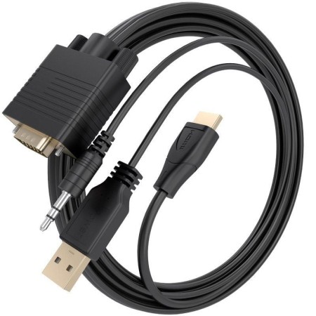 Cable Conversor Aisens A115-1009 SVGA Macho - USB Macho/ Jack Macho - HDMI Macho/ 2m/ Negro