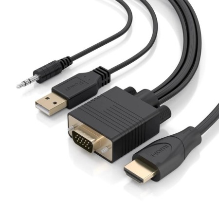 Cable Conversor Aisens A122-1014 SVGA Macho - USB Macho - Jack Macho/ HDMI Macho/ 1.5m/ Negro