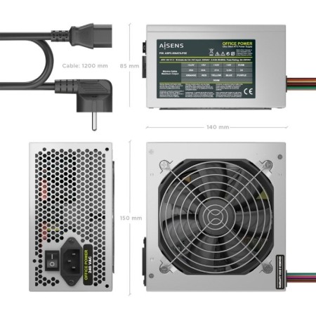 Fuente de Alimentación Aisens ASPC-500ATX-PSE/ 500W/ Ventilador 12cm