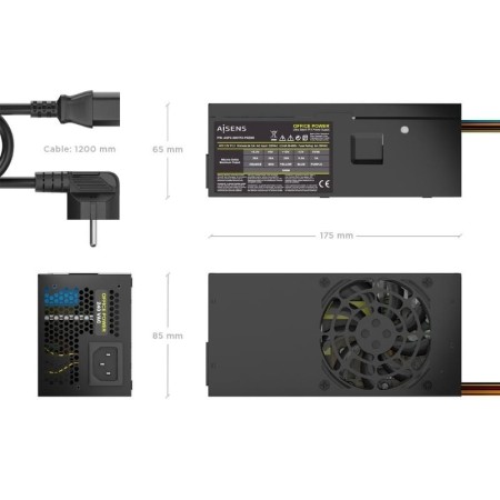 Fuente de Alimentación TFX Aisens ASPC-500TFX-PSEBK/ 500W/ Ventilador 8cm