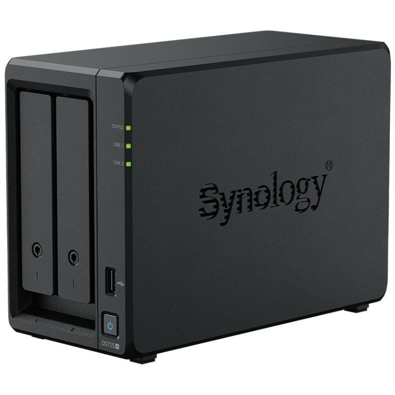 NAS Synology Diskstation DS725+/ 2 Bahías 3.5″- 2.5″/ 4GB DDR4/ 8TB/ Formato Torre